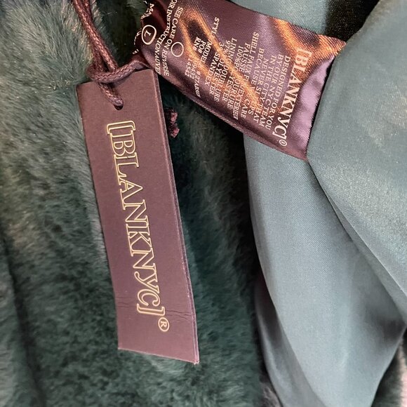 Streetwear | Blank NYC Faux Fur Jacket | Deep Emerald Green Teal Maximalist Crop - Picture 4 of 9